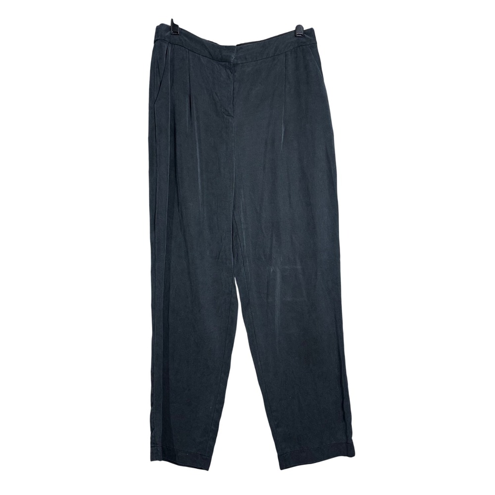 VETTA Black Tencel Wide Leg Pleated Dress Pants Size 8 casual soft cozy
